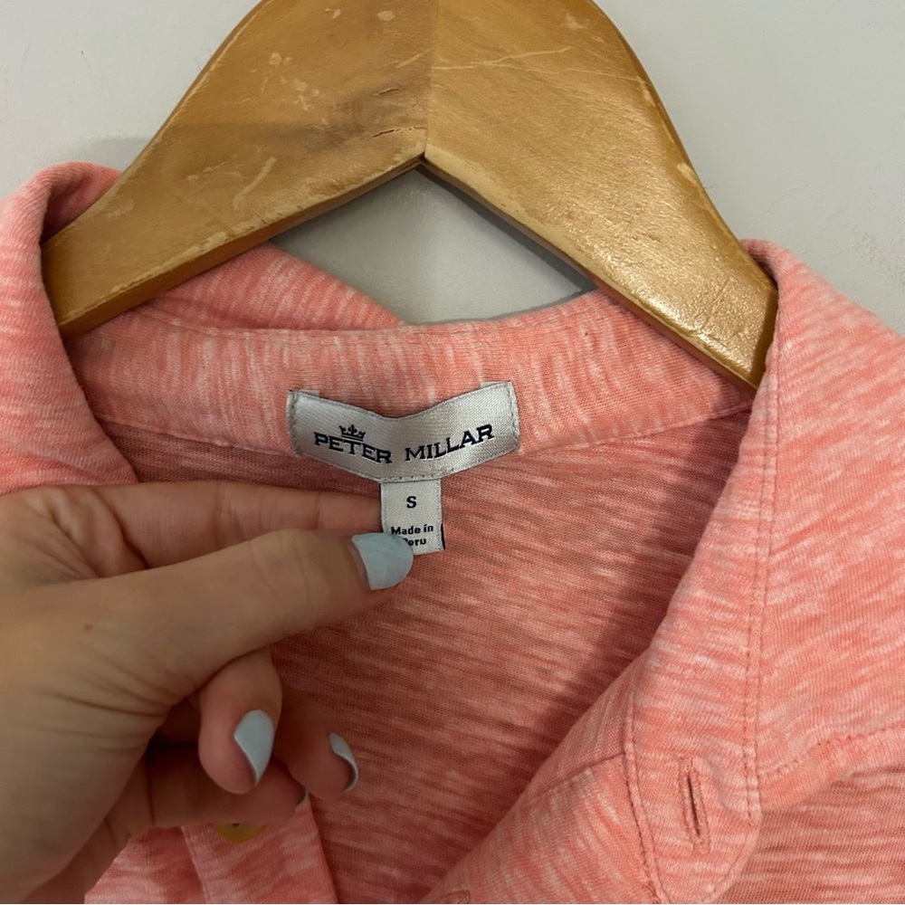 Peter Millar Men's Coral Orange Pink Cotton Polo Shirt - Picture 5 of 5